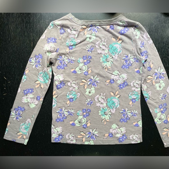 CHEROKEE TOP GIRLS LONG SLEEVES, t-shirt.  gray flowery SIZE 7/8 - Picture 3 of 14